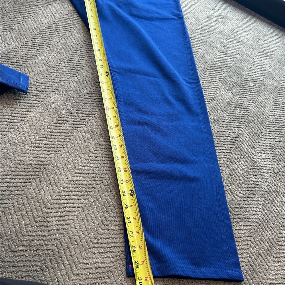 Isaia Napoli Slim Straight Fit Royal Blue Twill Cotton Jeans Eu 54 R - Picture 9 of 9